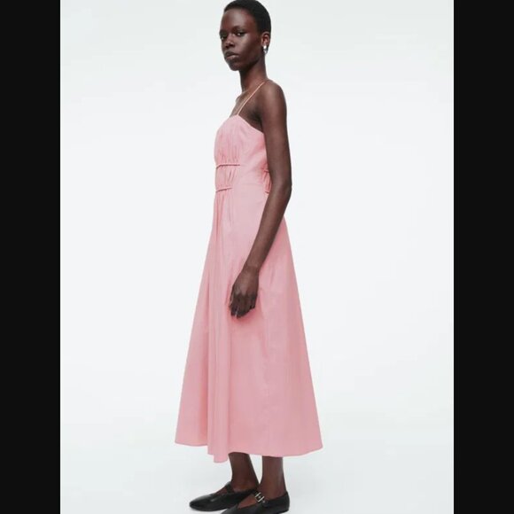 Rose pink gathered-waist midi sundress - Picture 6 of 7